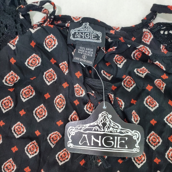 NWT [Angie] Boho Elephant Lace Tassel Cold Shoulder Top Black  S Festival Hippie - Picture 11 of 14